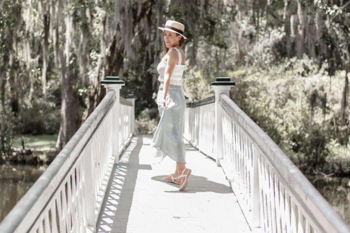 Crossing the Footbridge at Magnolia Plantation