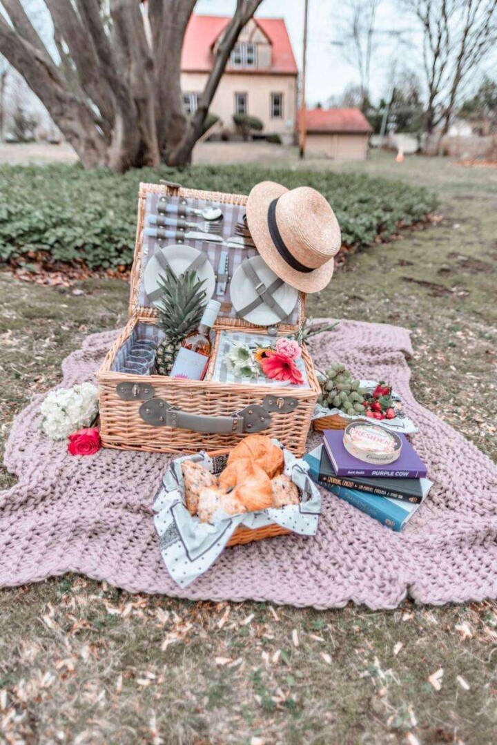 picnic set-up in the yard