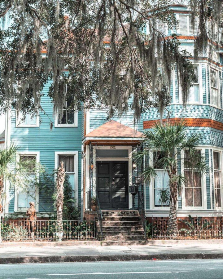 blue house on Drayton Street, Savannah
