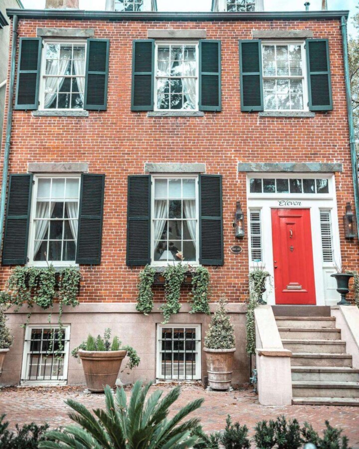 E Jones Street house with red door