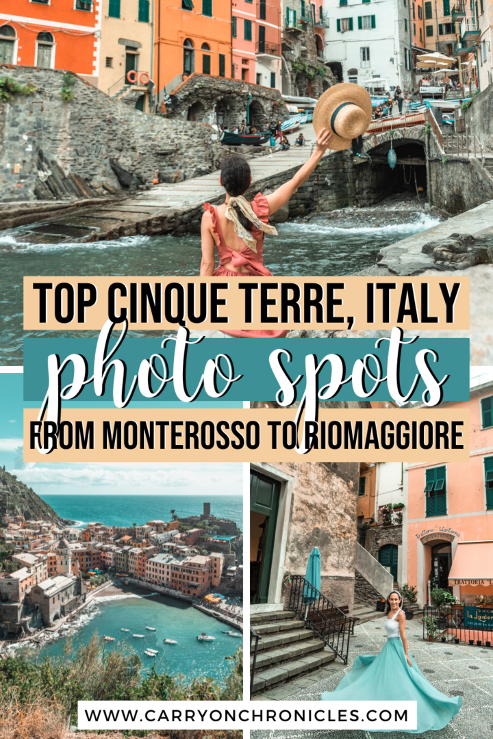 If you&rsquo;re wondering where to find the best Cinque Terre Instagram spots, then you&rsquo;re in the right place! This guide of Cinque Terre photo ideas details the most Instagrammable locations in each of Italy&rsquo;s five villages, from the northernmost town of Monterosso to the southernmost village of Riomaggiore. You&rsquo;ll uncover the most photogenic spots, whether you&rsquo;re taking a scenic Cinque Terre hike or strolling through the colorful Cinque Terre streets. #cinqueterrebestviews #cinqueterrethingstosee