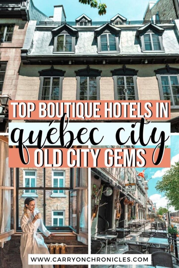 Are you trying to decide where to stay in Quebec City? This guide to the best Quebec City boutique hotels has you covered. Whether you&rsquo;re looking for a historic stay along the old port in the lower town or you&rsquo;re dreaming of a spectacular view of the St. Lawrence River in Quebec City&rsquo;s upper town, you&rsquo;ll find it all here. Come discover your home-away-from-home with these beautiful, centrally-located Quebec City hotels! #besthotelsinquebeccity #oldquebeccityhotels