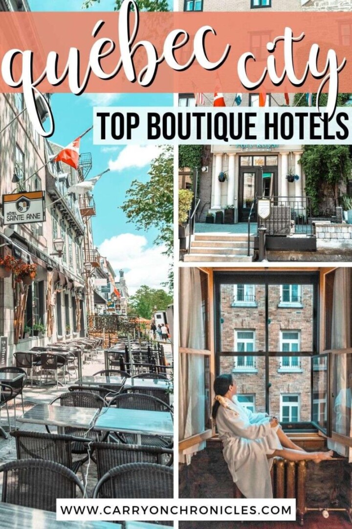 Are you trying to decide where to stay in Quebec City? This guide to the best Quebec City boutique hotels has you covered. Whether you&rsquo;re looking for a historic stay along the old port in the lower town or you&rsquo;re dreaming of a spectacular view of the St. Lawrence River in Quebec City&rsquo;s upper town, you&rsquo;ll find it all here. Come discover your home-away-from-home with these beautiful, centrally-located Quebec City hotels! #besthotelsinquebeccity #oldquebeccityhotels