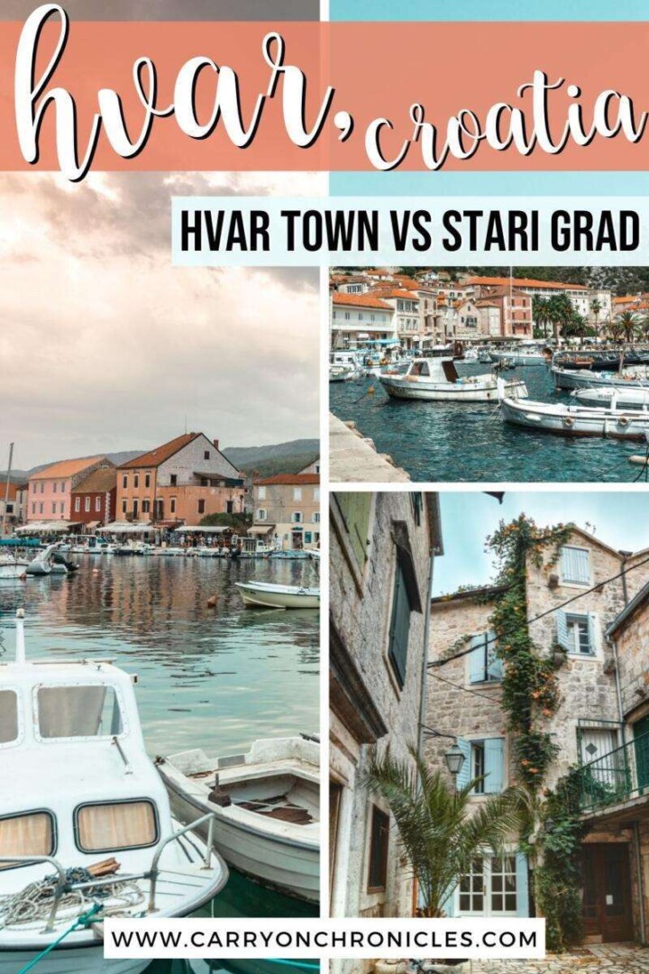 Are you dreaming of visiting Hvar island, Croatia but debating whether to spend more time in Hvar Town or Stari Grad? While these two towns are equally gorgeous, each has its own unique vibe. Fortunately, this guide breaks down everything you need to know about these two popular Hvar towns so that you can build the perfect Hvar itinerary. Discover everything from the key differences, to the top activities, to the best modes of transportation. #starigradhvaroldtown #starigradhvar #hvartowncroatia