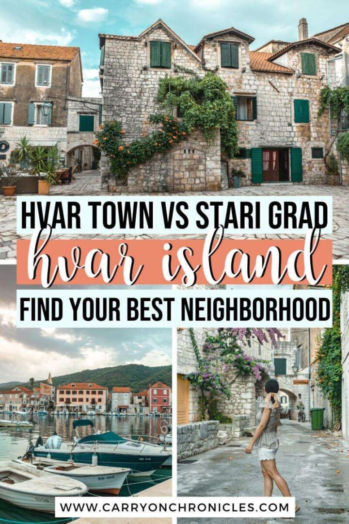 Are you dreaming of visiting Hvar island, Croatia but debating whether to spend more time in Hvar Town or Stari Grad? While these two towns are equally gorgeous, each has its own unique vibe. Fortunately, this guide breaks down everything you need to know about these two popular Hvar towns so that you can build the perfect Hvar itinerary. Discover everything from the key differences, to the top activities, to the best modes of transportation. #starigradhvaroldtown #starigradhvar #hvartowncroatia