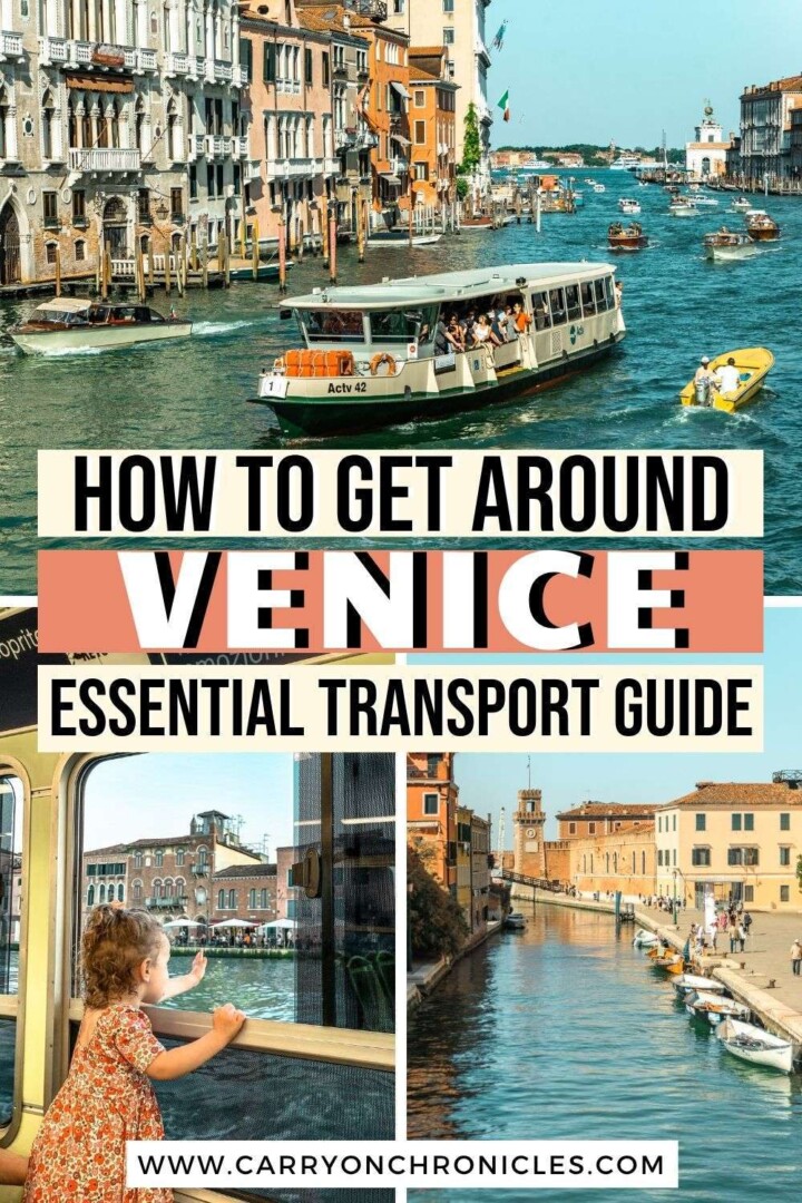 Wondering how to get around Venice? From vaporetti, to private water taxis, to walking tips, here’s how to navigate Venice like a pro! #veniceboatride #venicegondolaride #vaporettovenice